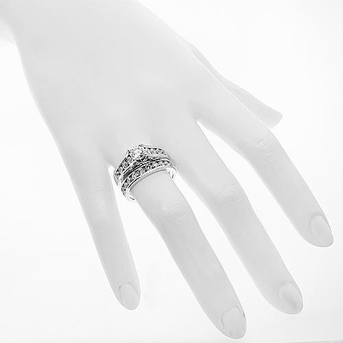 14K White Solid Gold Diamond Bridal Ring Set 3.48 Ctw
