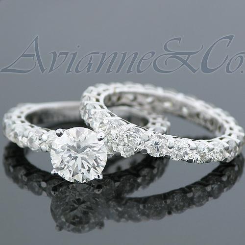 14K White Solid Gold Diamond Bridal Ring Set 8.52 Ctw