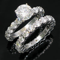 Thumbnail for 14K White Solid Gold Diamond Bridal Ring Set 8.52 Ctw