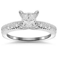 Thumbnail for 14K White Solid Gold Diamond Engagement Ring 0.76 Ctw