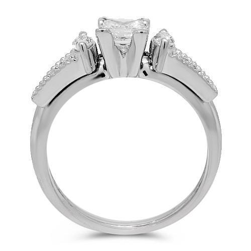 14K White Solid Gold Diamond Engagement Ring 1.00 Ctw