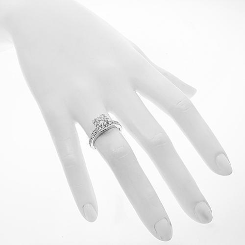 14K White Solid Gold Diamond Engagement Ring 1.28 Ctw