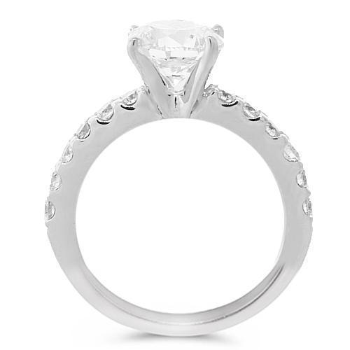 14K White Solid Gold Diamond Engagement Ring 1.55 Ctw