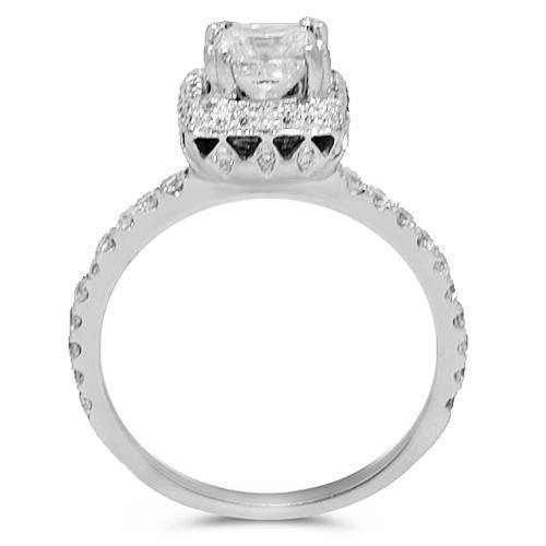 14K White Solid Gold Diamond Engagement Ring 1.76 Ctw