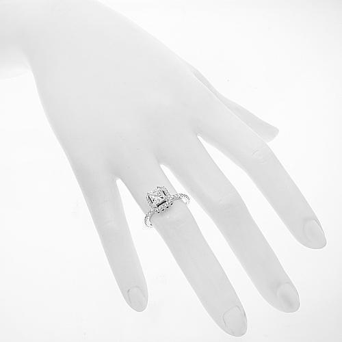 14K White Solid Gold Diamond Engagement Ring 1.76 Ctw