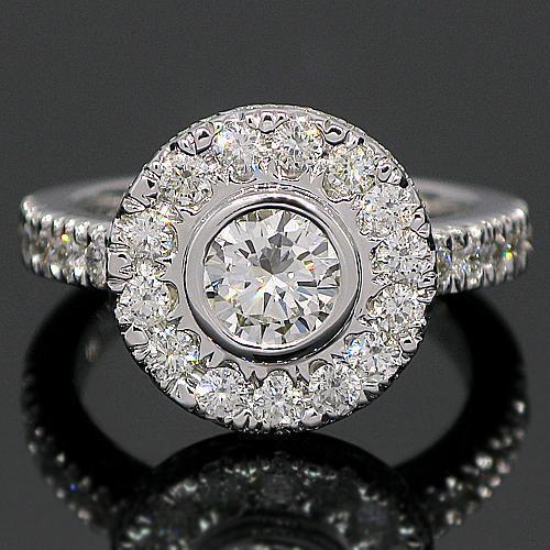 14K White Solid Gold Diamond Engagement Ring 2.32 Ctw