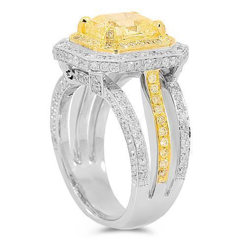 14K White Solid Gold Diamond Engagement Ring 4.27 Ctw
