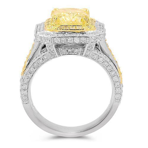 14K White Solid Gold Diamond Engagement Ring 4.27 Ctw