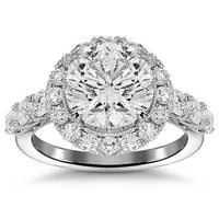 Thumbnail for 14K White Solid Gold Diamond Engagement Ring 4.30 Ctw