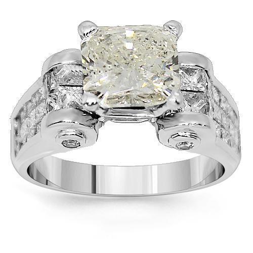 14K White Solid Gold Diamond Engagement Ring 5.93 Ctw