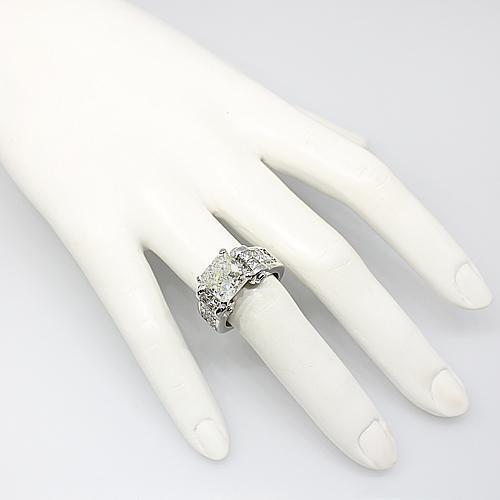 14K White Solid Gold Diamond Engagement Ring 5.93 Ctw