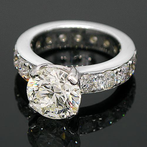 14K White Solid Gold Diamond Engagement Ring 7.31 Ctw