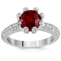 Thumbnail for 14K White Solid Gold Diamond Ruby Womens Ring 2.90 Ctw
