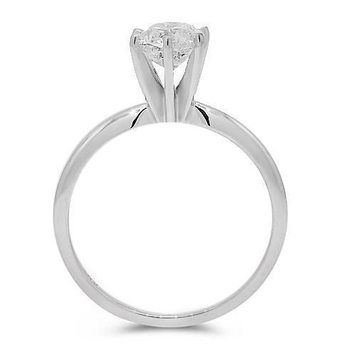 14K White Solid Gold Diamond Solitaire Engagement Ring 1.02 Ctw