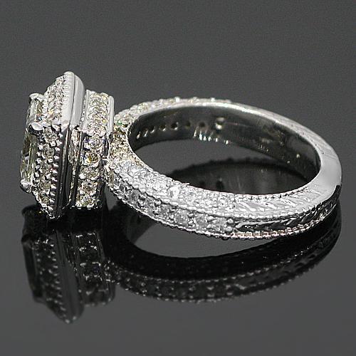 14K White Solid Gold Elegant Diamond Engagement Ring 1.93 Ctw