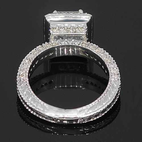 14K White Solid Gold Elegant Diamond Engagement Ring 1.93 Ctw