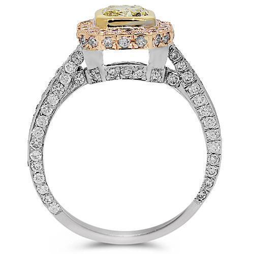 14K White Solid Gold Elegant Diamond Engagement Ring 2.76 Ctw