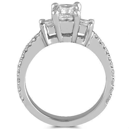 14K White Solid Gold GAI Certified Natural Diamond Engagement Ring 1.65 Ctw
