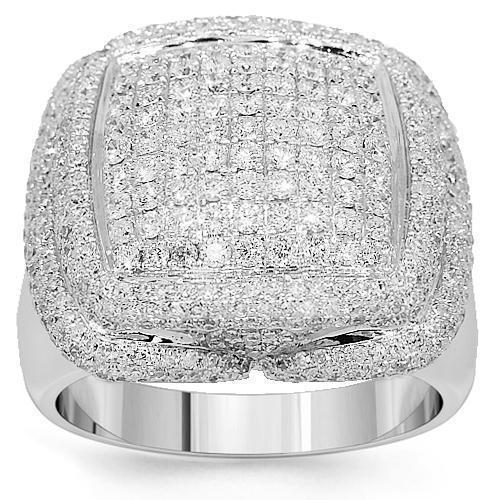 14K White Solid Gold Men Diamond Ring 3.00 Ctw