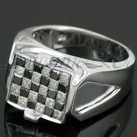 Thumbnail for 14K White Solid Gold Mens Black Diamond Ring 1.95 Ctw
