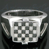 Thumbnail for 14K White Solid Gold Mens Black Diamond Ring 1.95 Ctw