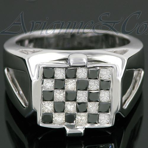 14K White Solid Gold Mens Black Diamond Ring 1.95 Ctw