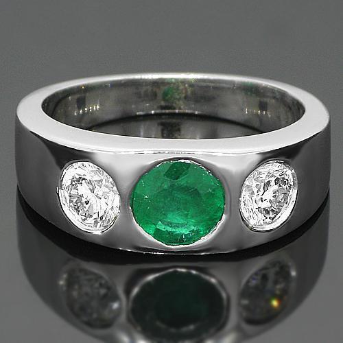 Mens Real Solid 925 Sterling Silver Iced Green Emerald Stone Ring Hip Hop  7-13