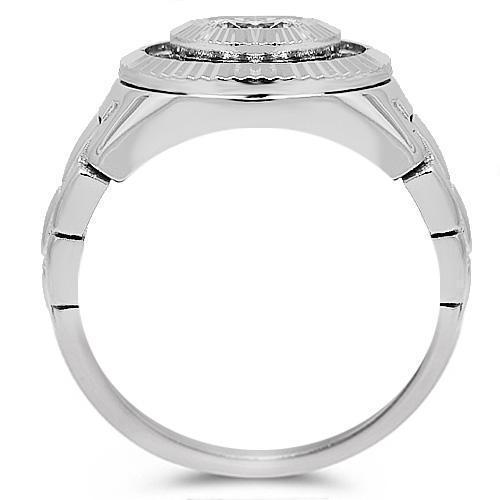 14K White Solid Gold Mens Diamond Pinky Ring 0.64 Ctw
