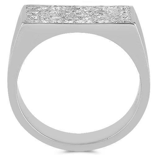 14K White Solid Gold Mens Diamond Pinky Ring 1.50  Ctw