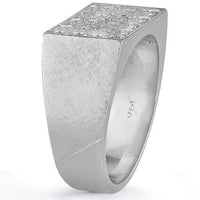 Thumbnail for 14K White Solid Gold Mens Diamond Pinky Ring 1.50  Ctw