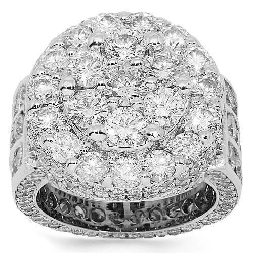 14K White Solid Gold Mens Diamond Pinky Ring 17.12 Ctw