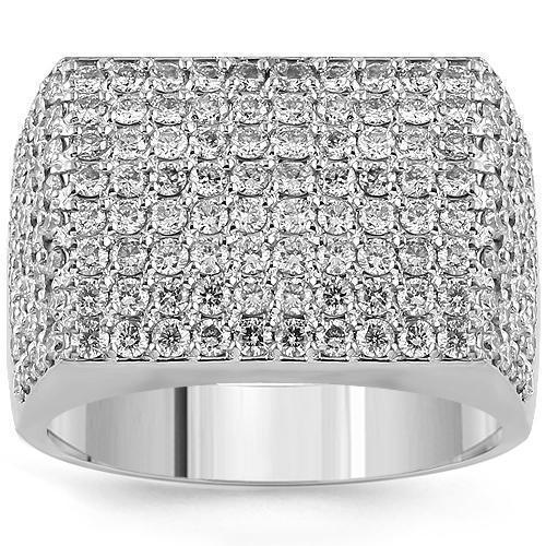 14K White Solid Gold Mens Diamond Pinky Ring 2.57 Ctw