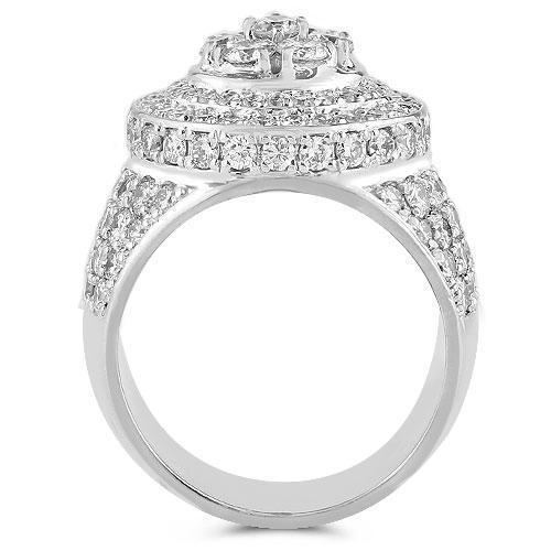 14K White Solid Gold Mens Diamond Pinky Ring 4.00 Ctw