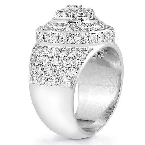 14K White Solid Gold Mens Diamond Pinky Ring 4.00 Ctw