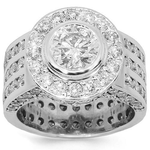 14K White Solid Gold Mens Diamond Pinky Ring 7.61 Ctw