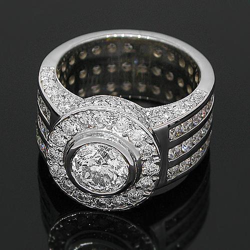 14K White Solid Gold Mens Diamond Pinky Ring 7.61 Ctw