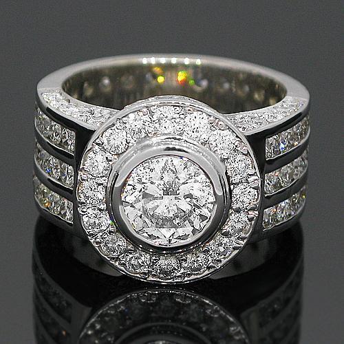 14K White Solid Gold Mens Diamond Pinky Ring 7.61 Ctw