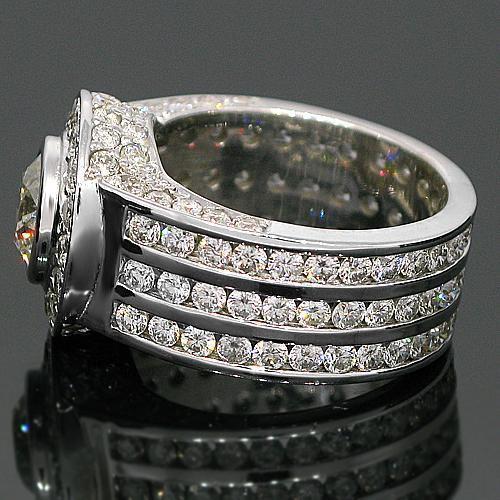 14K White Solid Gold Mens Diamond Pinky Ring 7.61 Ctw
