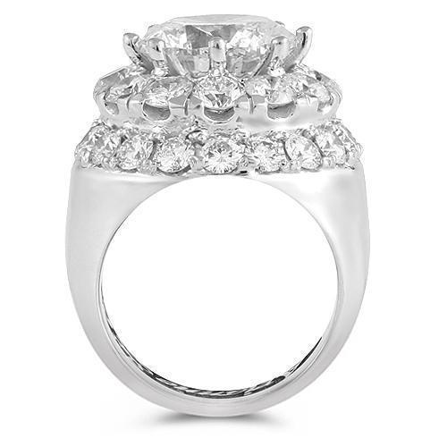 14K White Solid Gold Mens Diamond Pinky Ring With Round Cut Center Stone 5.02 Ctw