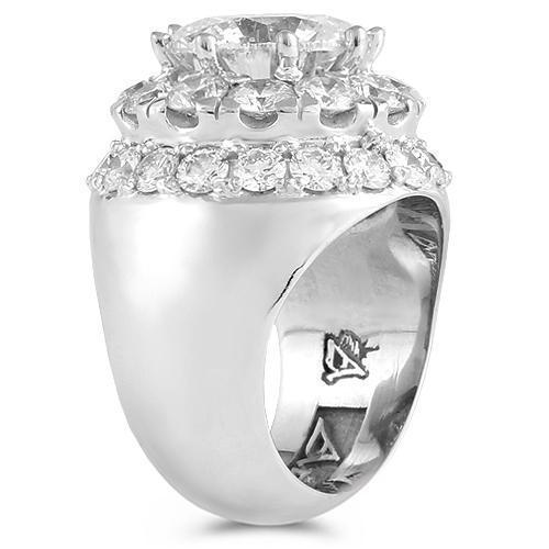 14K White Solid Gold Mens Diamond Pinky Ring With Round Cut Center Stone 5.02 Ctw