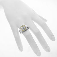 Thumbnail for 14K White Solid Gold Mens Diamond Pinky Ring with Yellow Diamonds 1.75 Ctw