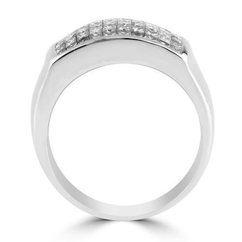 14K White Solid Gold Mens Diamond Princess Cut Ring 2.50 Ctw
