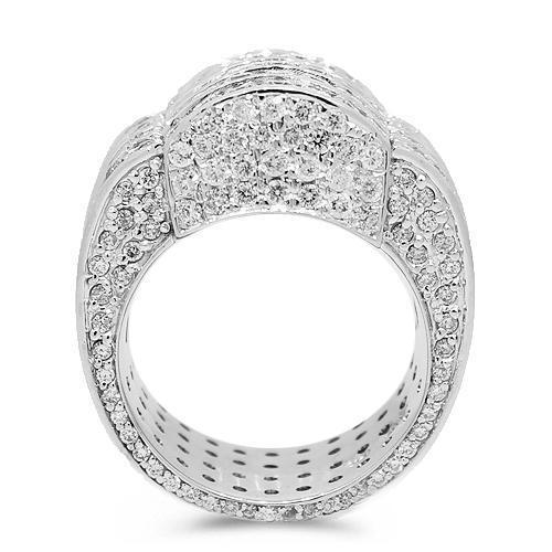 14K White Solid Gold Mens Diamond Ring 13.90 Ctw