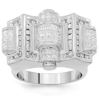 Thumbnail for 14K White Solid Gold Mens Diamond Ring 3.10 Ctw