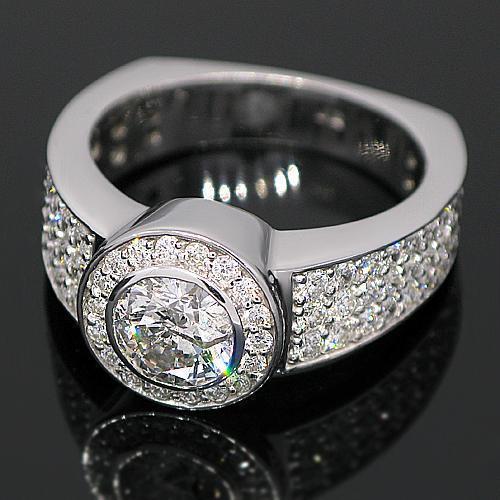 14K White Solid Gold Mens Diamond Ring 5.08 Ctw