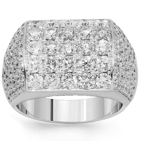 14K White Solid Gold Mens Diamond Ring 5.50 Ctw