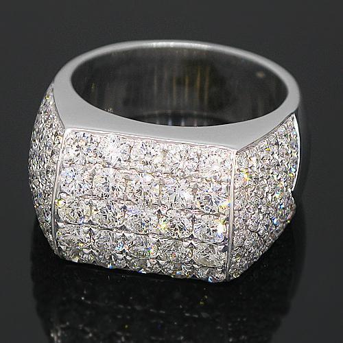 14K White Solid Gold Mens Diamond Ring 5.50 Ctw