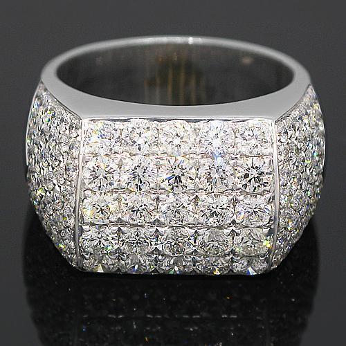 14K White Solid Gold Mens Diamond Ring 5.50 Ctw