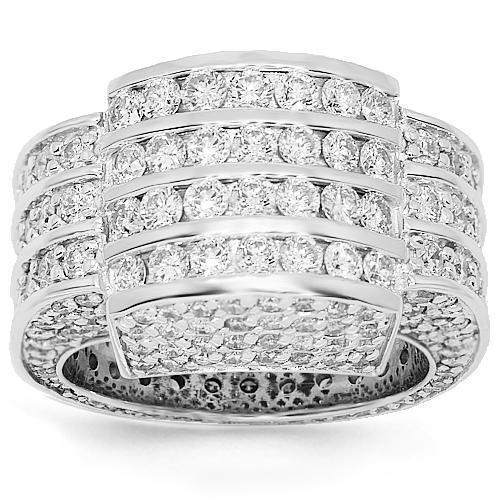 14K White Solid Gold Mens Diamond Ring 7.50  Ctw