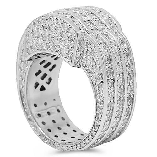 14K White Solid Gold Mens Diamond Ring 7.50  Ctw